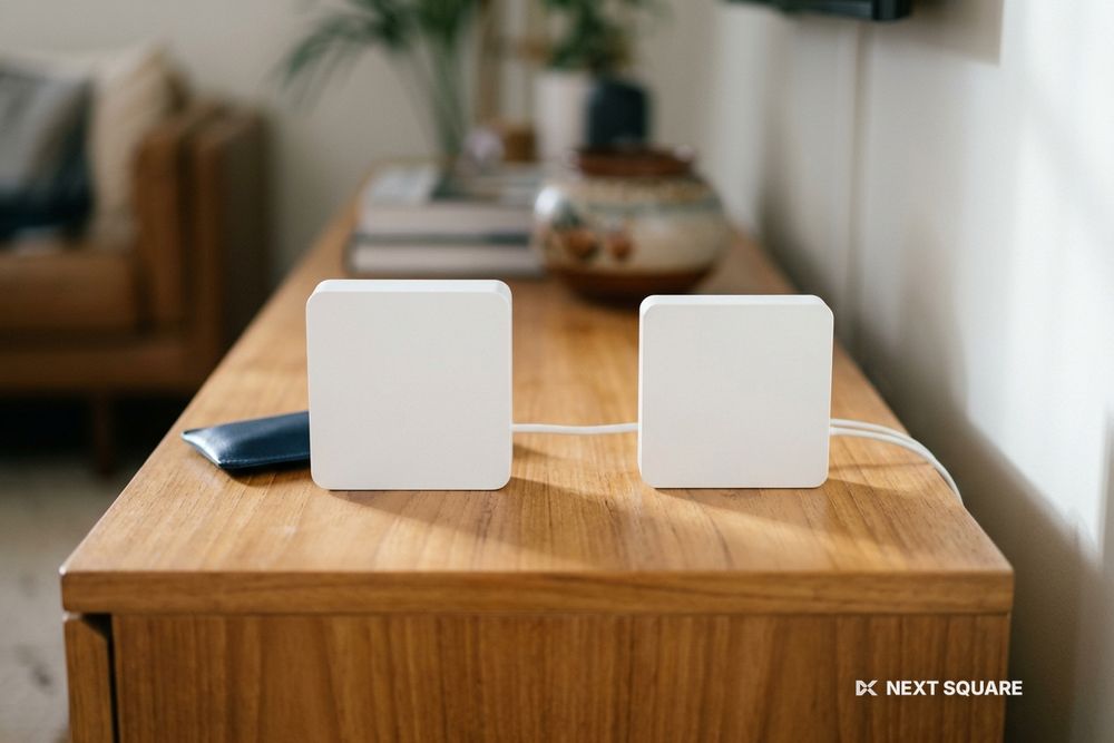 棚の上に並んだWi-Fiルーターと光回線の終端装置のイメージ